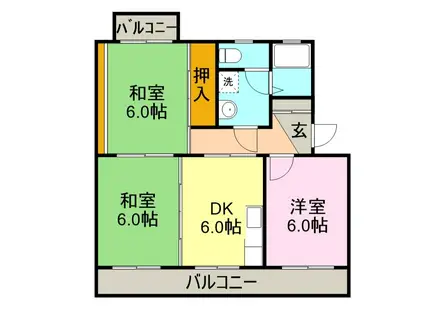 リバーヒルⅡ(3DK/1階)の間取り写真