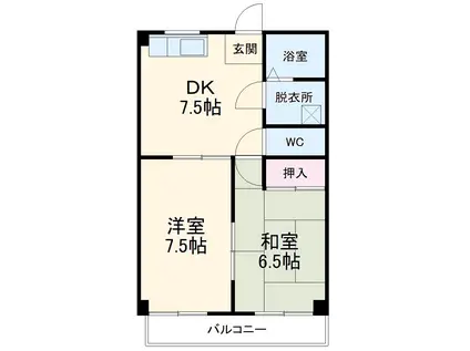 ピュア10(2DK/4階)の間取り写真