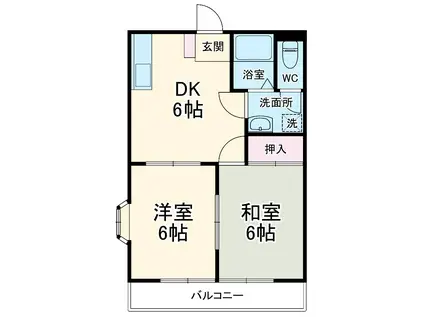 第6磯部コーポ(2DK/4階)の間取り写真