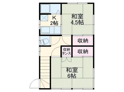 矢沢荘(2K/2階)の間取り写真