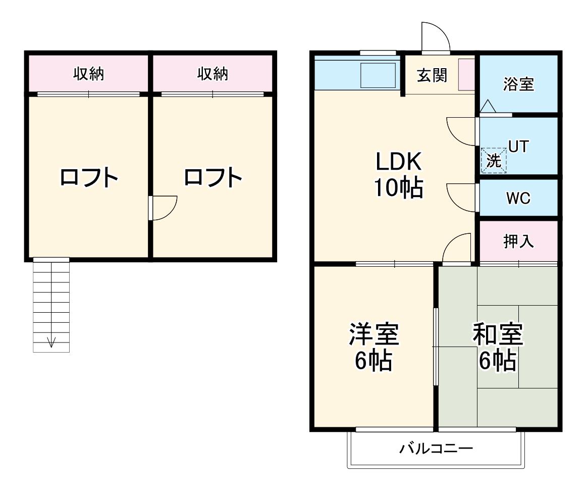 コーポラスノベルティB(2LDK/2階)の間取り写真