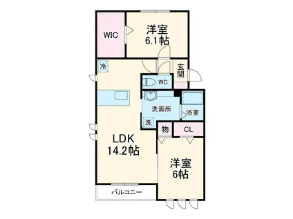 MERVEILLE IIDA芝原(2LDK/1階)の間取り写真