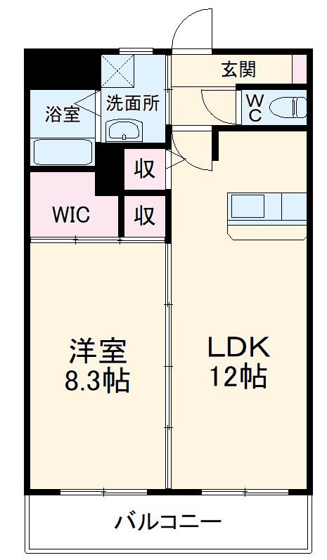 シャンブル・コート(1LDK/2階)の間取り写真