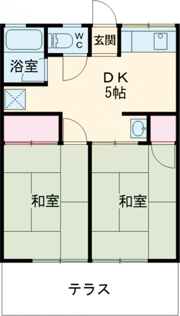 シティハイムなかじま(2DK/1階)の間取り写真