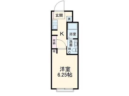 アッソルッソ(1K/2階)の間取り写真