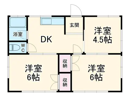 小田急電鉄小田原線 鶴巻温泉駅 徒歩22分 1階建 築42年(3DK)の間取り写真