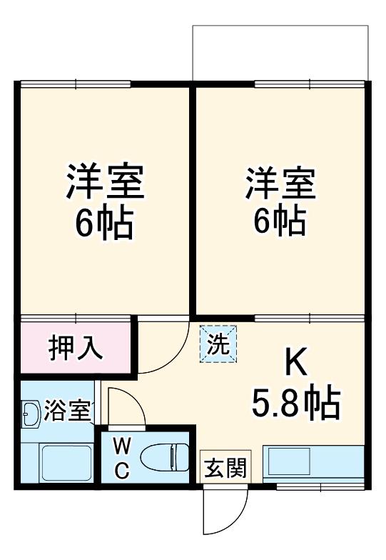 ファミーユ松田(2DK/1階)の間取り写真