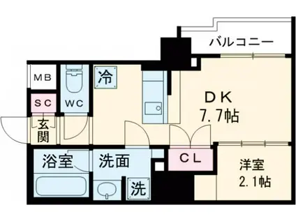 コンフォリア東葛西(1DK/2階)の間取り写真