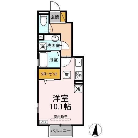 ファインハウスⅡ(1K/1階)の間取り写真
