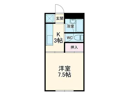 ヴィラネル1(1K/1階)の間取り写真