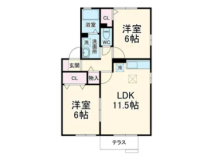 クワトロピーチタウンⅠ(2LDK/1階)の間取り写真