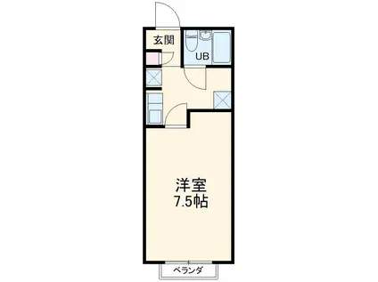 クレセント渡辺 B棟(1K/2階)の間取り写真
