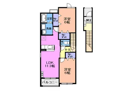 シック・ロジュマンⅠ(2LDK/2階)の間取り写真