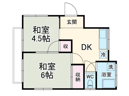 京成電鉄本線 勝田台駅 徒歩19分 1階建 築39年(2DK)の間取り写真
