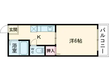 衣笠ハイツ(1K/1階)の間取り写真