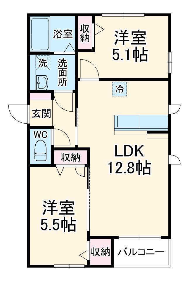 レモーネⅡ(2LDK/1階)の間取り写真