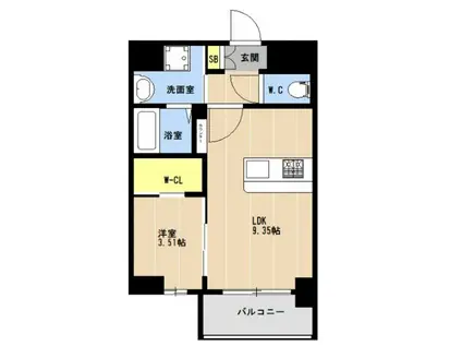 LIBTH松山Ⅱ(1LDK/3階)の間取り写真