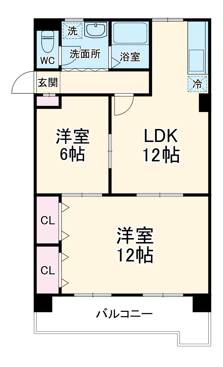 サンパーク大鐘Ⅱ(2LDK/1階)の間取り写真