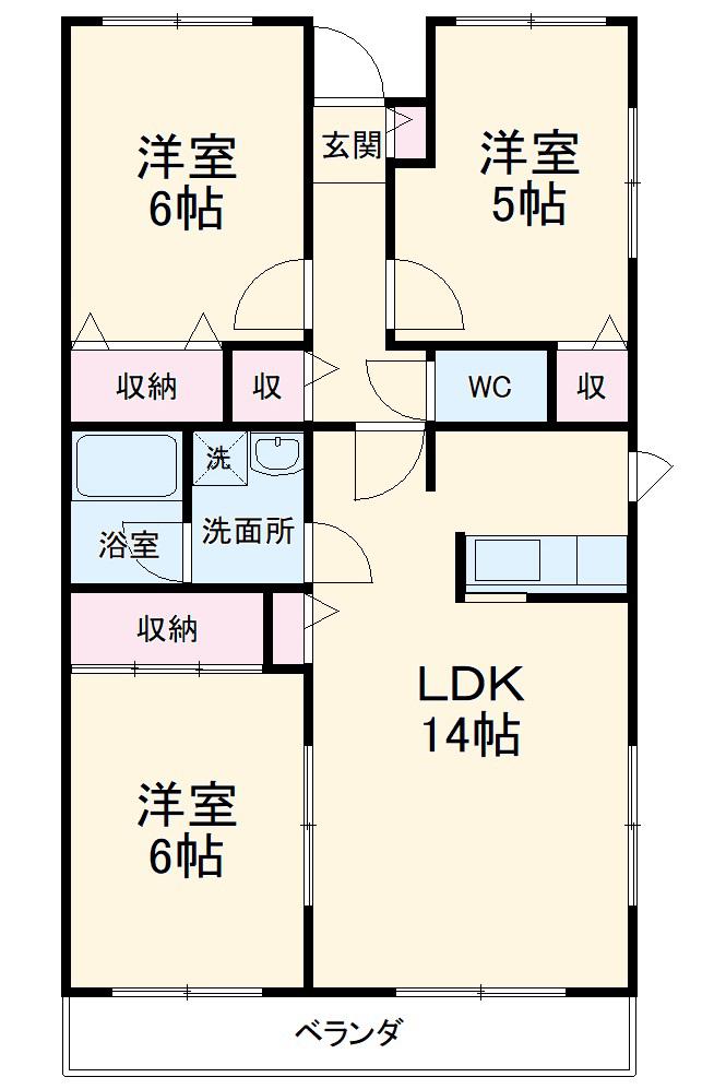 ルミエール山本 A(3LDK/4階)の間取り写真