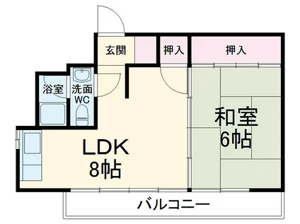 本荘マンション(1LDK/3階)の間取り写真