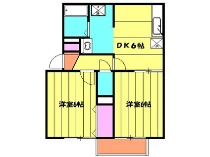 ビューパレス古原(2DK/2階)の間取り写真