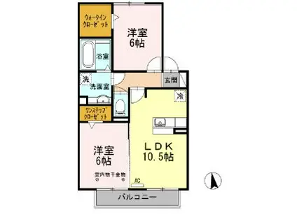 クレール(2LDK/2階)の間取り写真