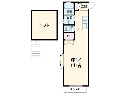 ロイヤル・タカラⅠ(ワンルーム/2階)の間取り写真