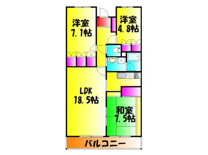 アーバンディラ蕨(3LDK/2階)の間取り写真