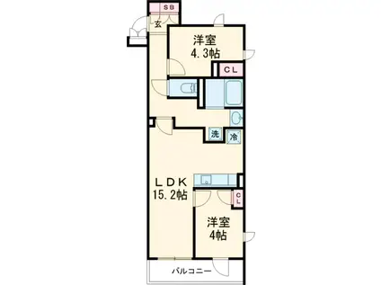 リビオメゾン大岡山(2LDK/3階)の間取り写真