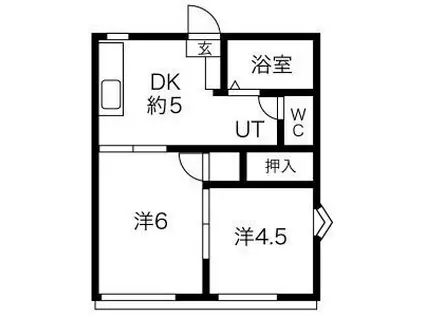 コーポラプラス(2DK/2階)の間取り写真