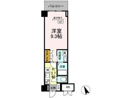 サンジョイアゼロ(1K/2階)の間取り写真