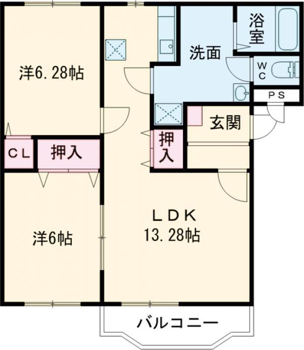 グレイスコートⅡ(2LDK/1階)の間取り写真