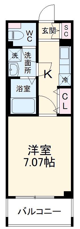 HF草加レジデンス (1K/5階)の間取り写真