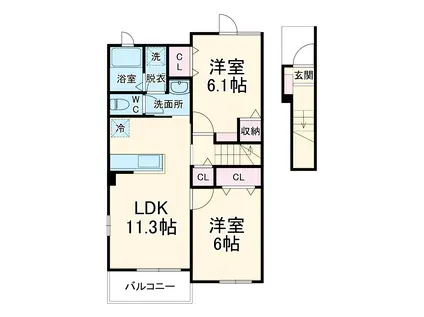 ジェルメ86 Ⅴ(2LDK/2階)の間取り写真