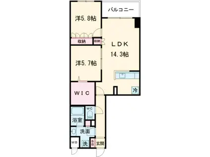 サンジョイアゼロ(2LDK/2階)の間取り写真