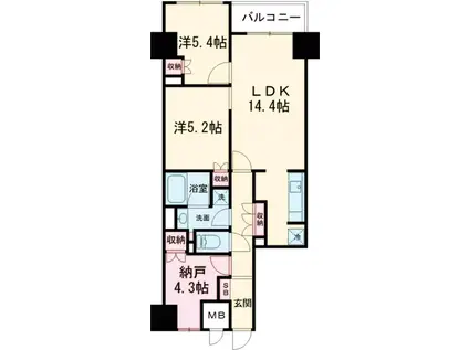 サンジョイアゼロ(2SLDK/3階)の間取り写真