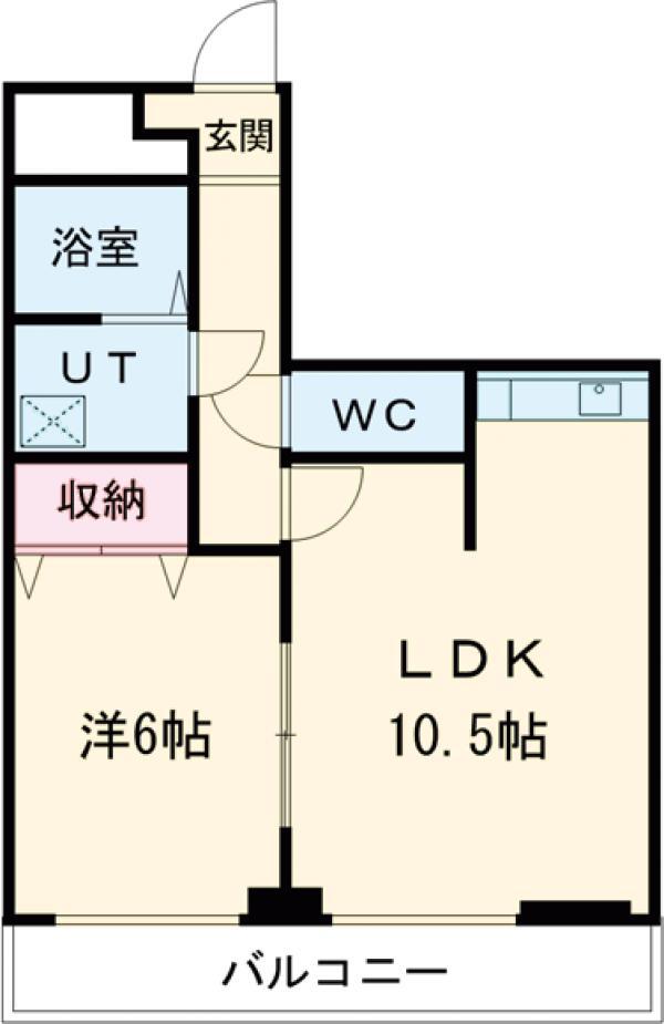 アルファ—レジデンス簗瀬(1LDK/6階)の間取り写真