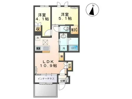 グレイスシャトーⅡ(2LDK/1階)の間取り写真