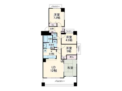 エステ・スクエアさがみ野センターガーデン(4LDK/2階)の間取り写真