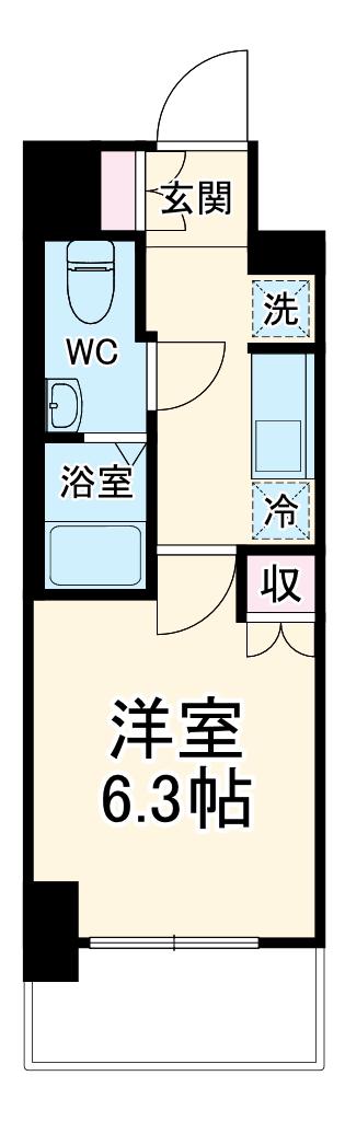 エヌステージ秦野駅前(1K/12階)の間取り写真