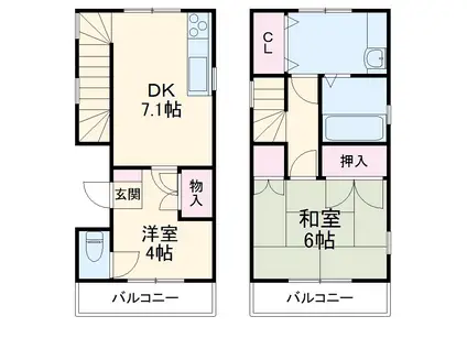 西浦１丁目アパート(2DK)の間取り写真