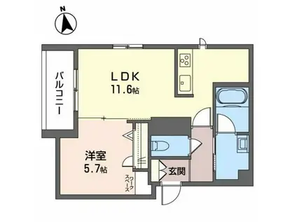 EL ALIVIO 杉崎町(1LDK/2階)の間取り写真