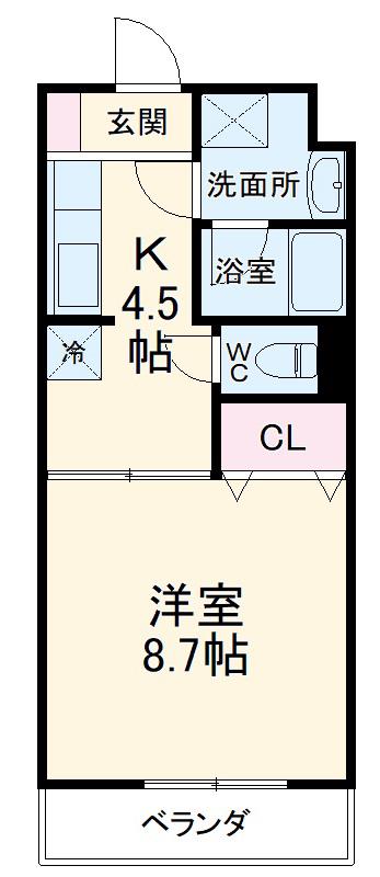 アルエットⅡ(1K/1階)の間取り写真
