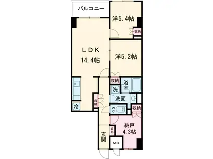 サンジョイアゼロ(2SLDK/4階)の間取り写真