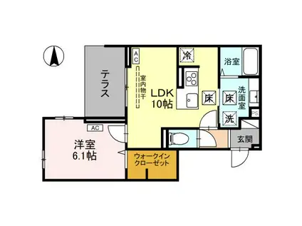オルテンシア別所(1LDK/1階)の間取り写真
