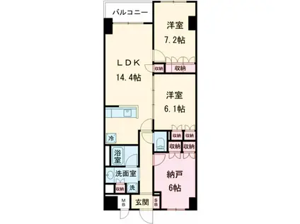 サンジョイアゼロ(2SLDK/6階)の間取り写真