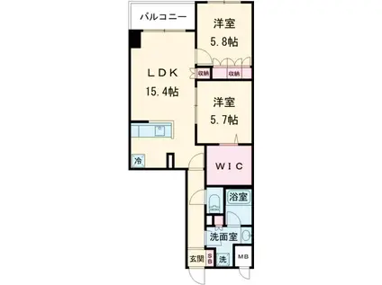 サンジョイアゼロ(2LDK/6階)の間取り写真