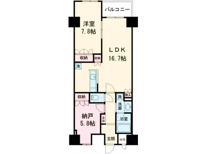 サンジョイアゼロ(1SLDK/6階)の間取り写真