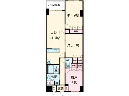 サンジョイアゼロ(2SLDK/7階)の間取り写真