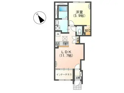 PRIMAVERINAB棟(1LDK/1階)の間取り写真